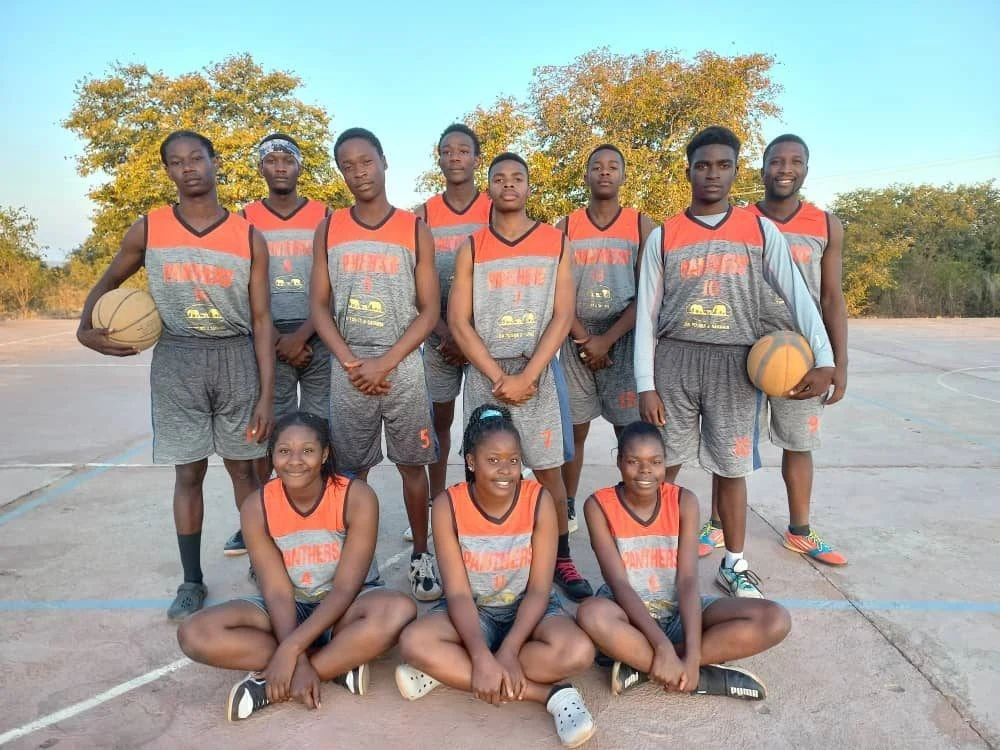 Victoria Falls Panthers basketball team in their playing kit